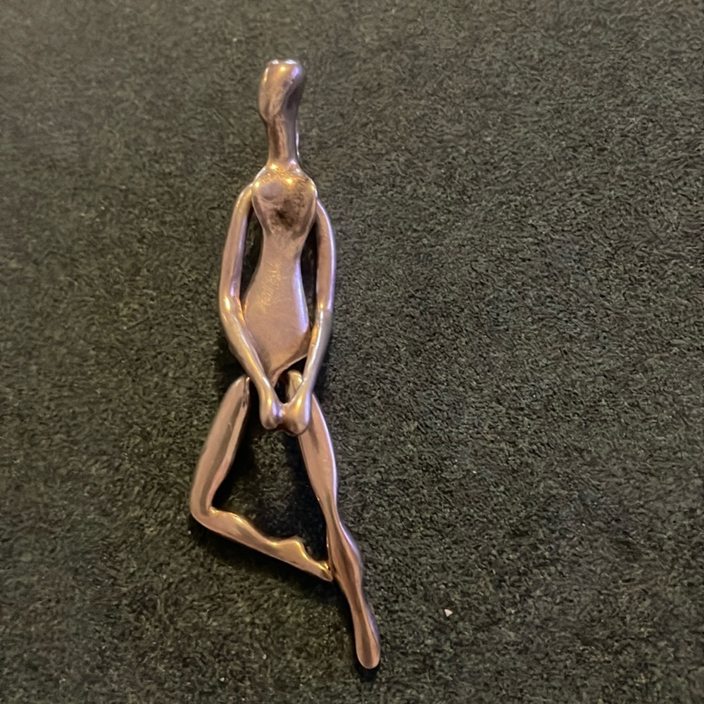 Unusual Sterling Nude Dancer Articulated Signed Pendant